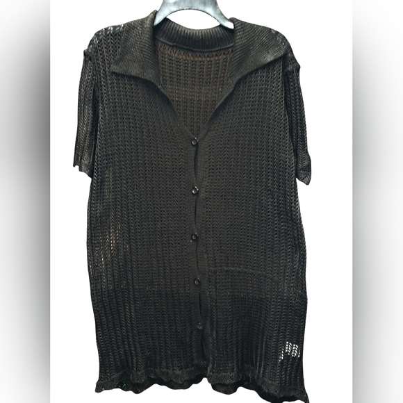 SHEIN Sweaters - 🔴Black Sheer Knit Button-Front Cover-up